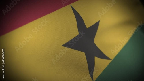 Flag of Ghana - Photo realistic close up of waving flag. Extreme depth of field. 3d Render.
