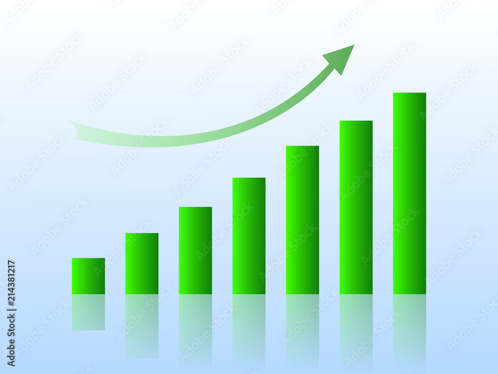 Growth of business and profit in light background vector illustration