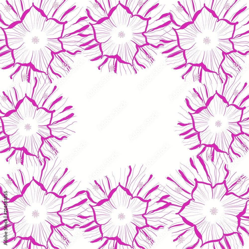 White square background with pink flowers jpeg