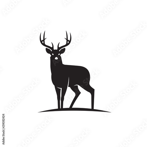 emblem of black deer isolated on white background