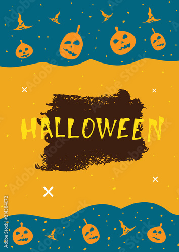 Happy Halloween flat vertical poster. Vector illustration.