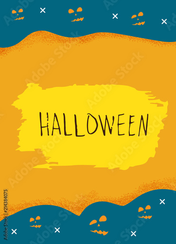 Happy Halloween flat vertical poster. Vector illustration.