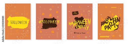Happy Halloween flat vertical poster. Vector illustration.
