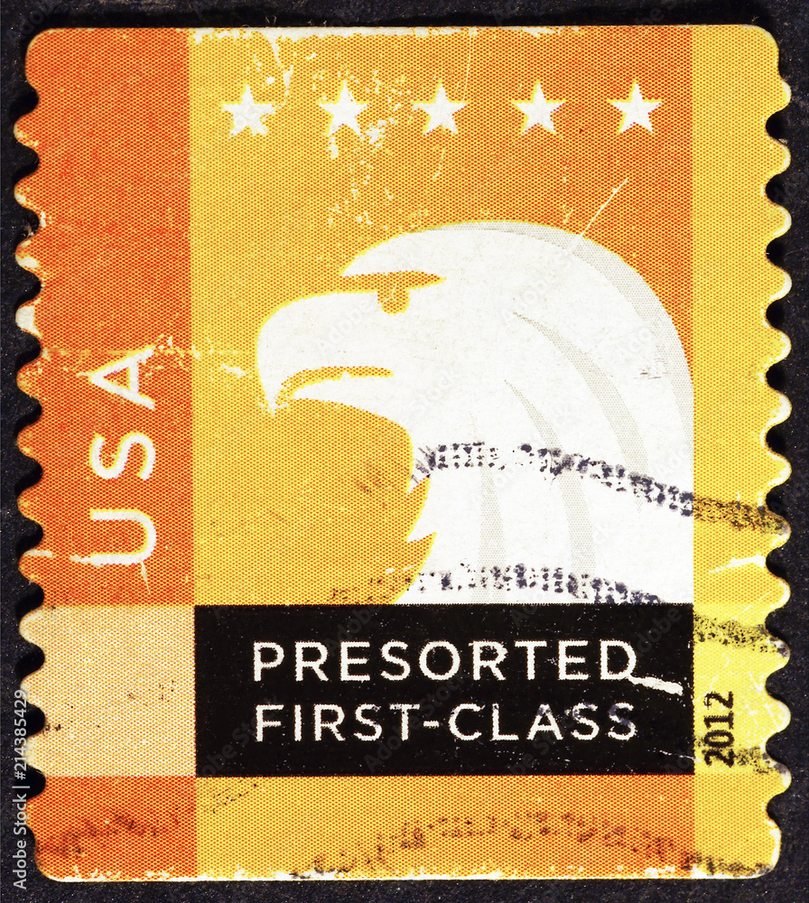 Bald eagle head on american postage stamp Stock Photo Adobe Stock