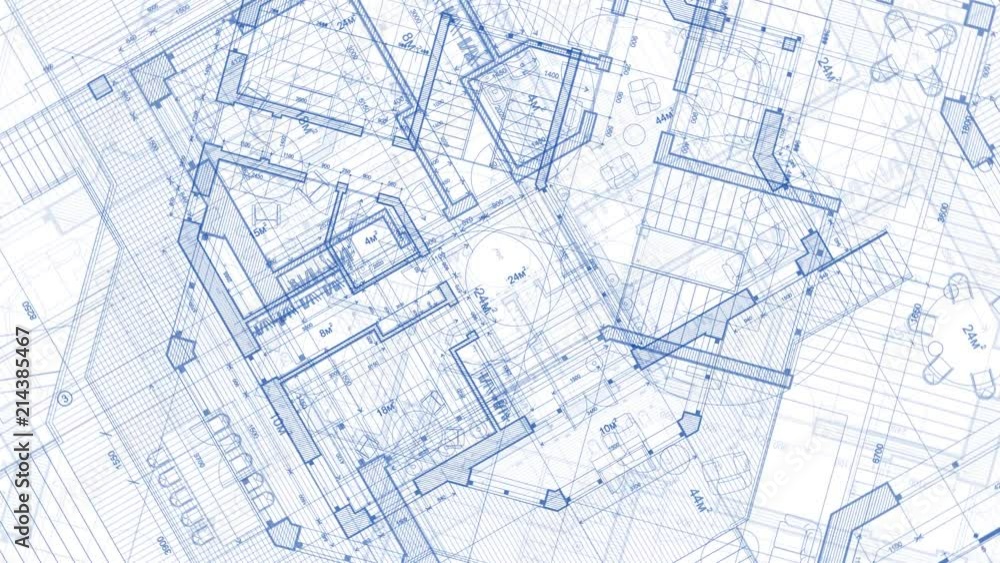 Architecture design: blueprint plan - vector illustration of a plan modern residential building / technology, industry, business concept illustration: real estate, building, construction, architecture