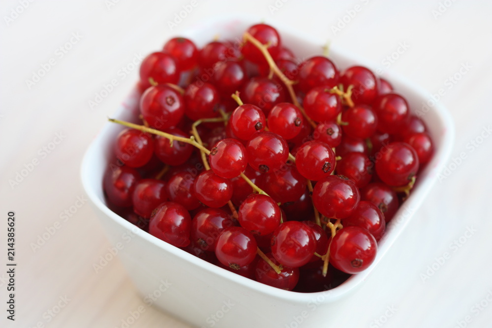 Red currant berry in a white bowl. Red currant berry in a white bowl.