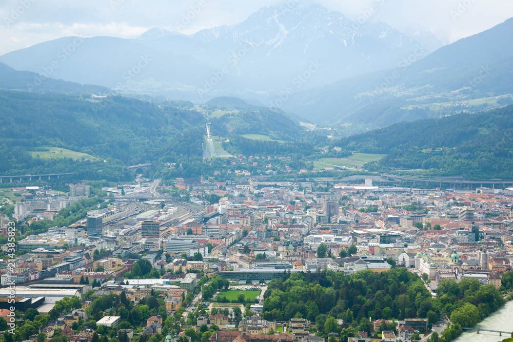 Innsbruck aerial view. Inn river