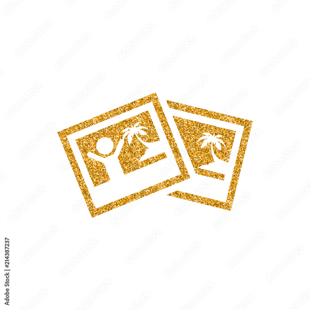 Picture file format icon in gold glitter texture. Sparkle luxury style vector illustration. Picture file format icon in gold glitter texture. Sparkle luxury style vector illustration.