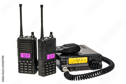 Canvas Print Amateur radio transceiver with push-to-talk microphone switch and portable radio