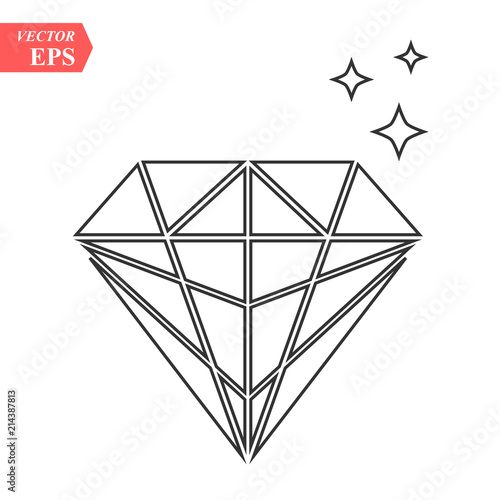 Diamond outline icon, modern minimal flat design style, thin line vector illustration