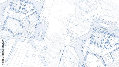 Architecture design: blueprint plan - vector illustration of a plan modern residential building / technology, industry, business concept illustration: real estate, building, construction, architecture