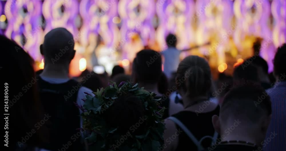 Audience on a music festival is dancing with the music Audience on a music festival is dancing with the music