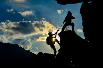 Canvas schilderij Alpinisme Vechtsporters trainen voor succes  © emerald_media
