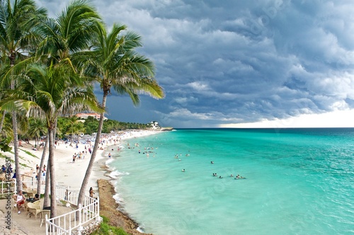 A tropical storm is approaching a touristic hotel beach in Varadero  Cuba