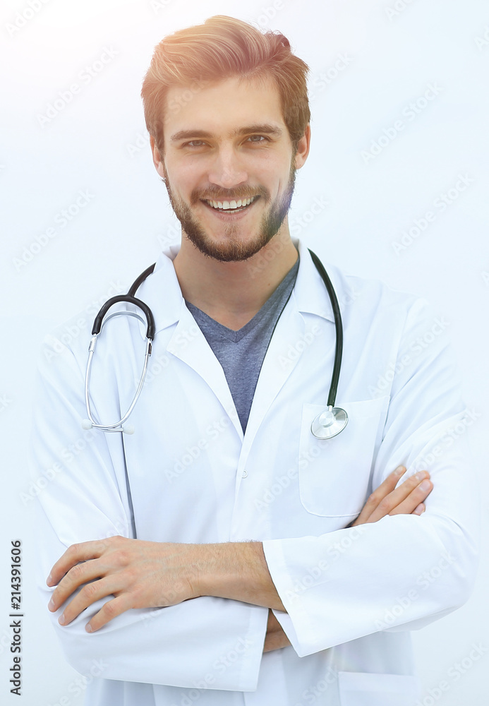 portrait of a friendly doctor.isolated on white portrait of a friendly doctor.isolated on white