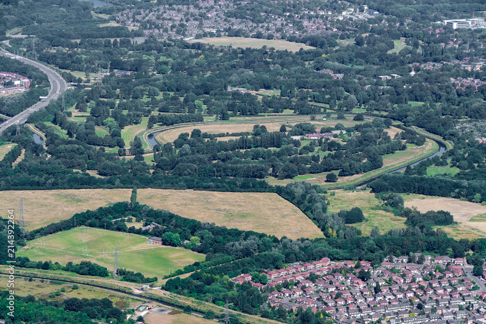 Aerial shot of english countryside