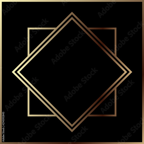 Wallpaper Mural Art deco golden geometric metal frame border retro vintage sample background vector Torontodigital.ca