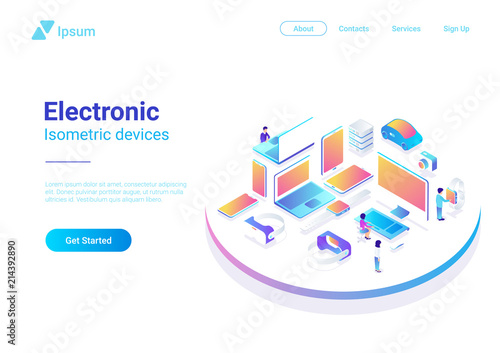 Isometric Flat ultraviolet: laptop computer monitor vr helmet