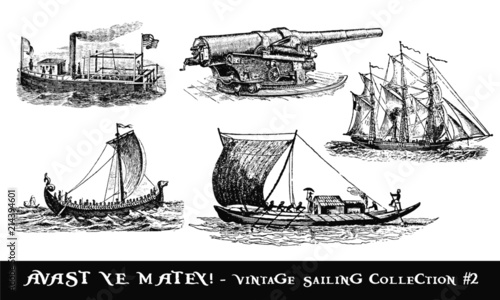 vintage viking longboat illustrations