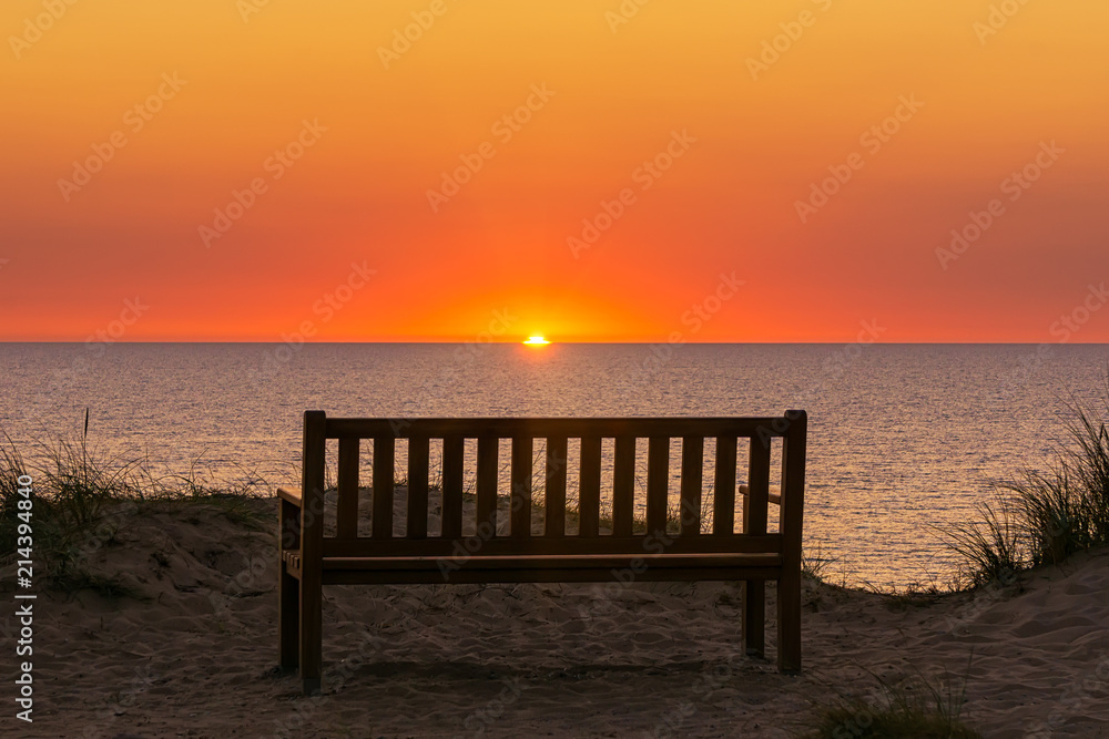 Bench at Red Cliff on the island Sylt
