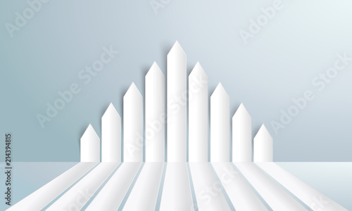 Group white paper arrows directed upwards - stock vector
