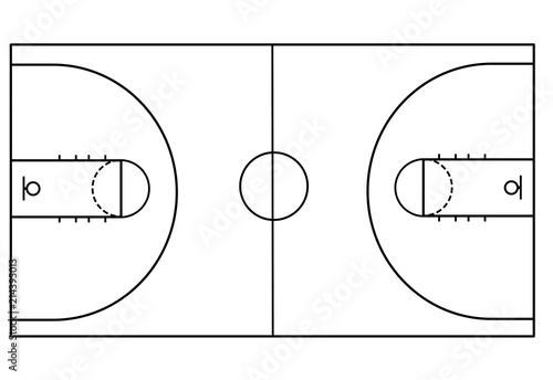 Basketball court on white background