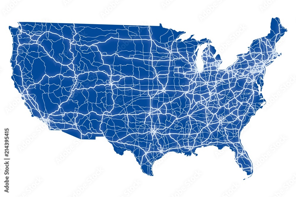 Usa Road Map Stock Vector Adobe Stock 1000 F 214395415 3vRPArfOS5zQEqHWnW3fzrmQgC1cEBf7 