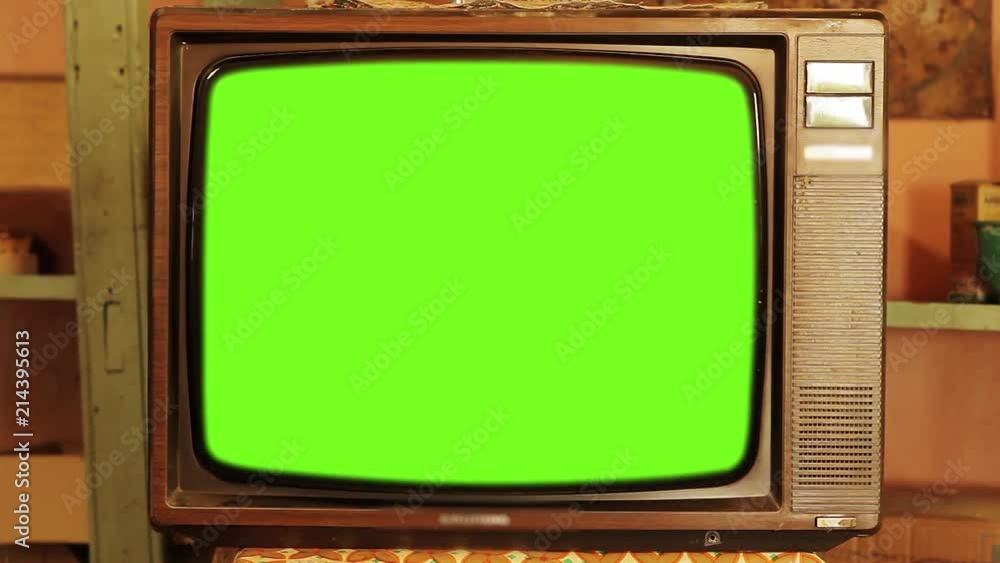 80s Television Green Screen. Red Tone. Zoom In. You can replace green