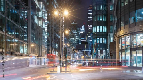 London city night timelapse of busy streets