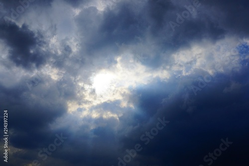 large gray black clouds on a bright sky