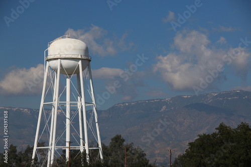 Water Tower with Mountains