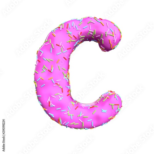 Pink sugar sprinkle letter C Isolated on white background