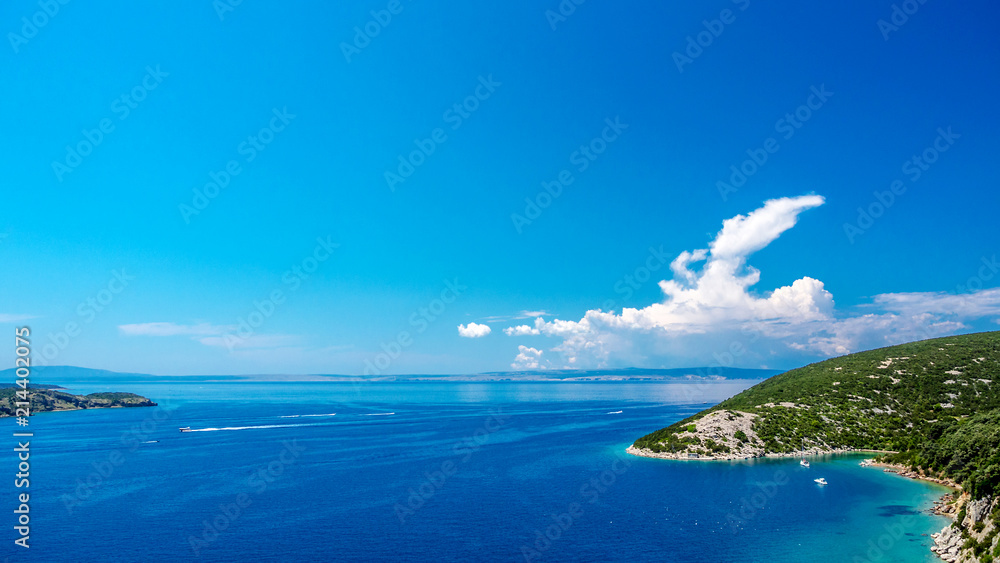 view of mediterranean sea in northern Croatia, island Rab view of mediterranean sea in northern Croatia, island Rab