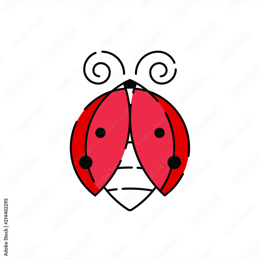 Fototapeta premium red lady bug icon and logo vector isolated on white background