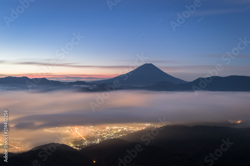Mt.Fuji with sea of clouds in summer    Seen from Mt.Kushigata