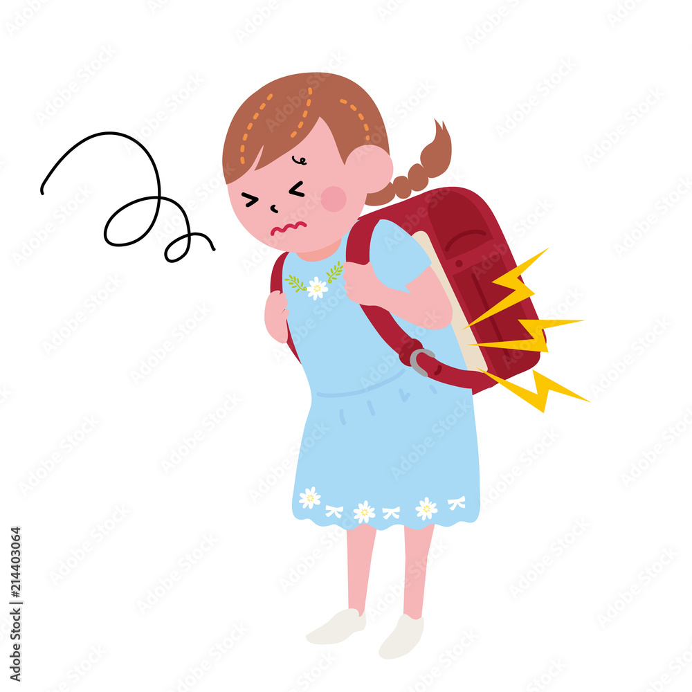 ランドセル 腰痛 こども 女の子 イラスト Stock ベクター Adobe Stock