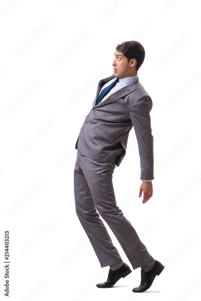 Young puppet businessman isolated on white background Young puppet businessman isolated on white background