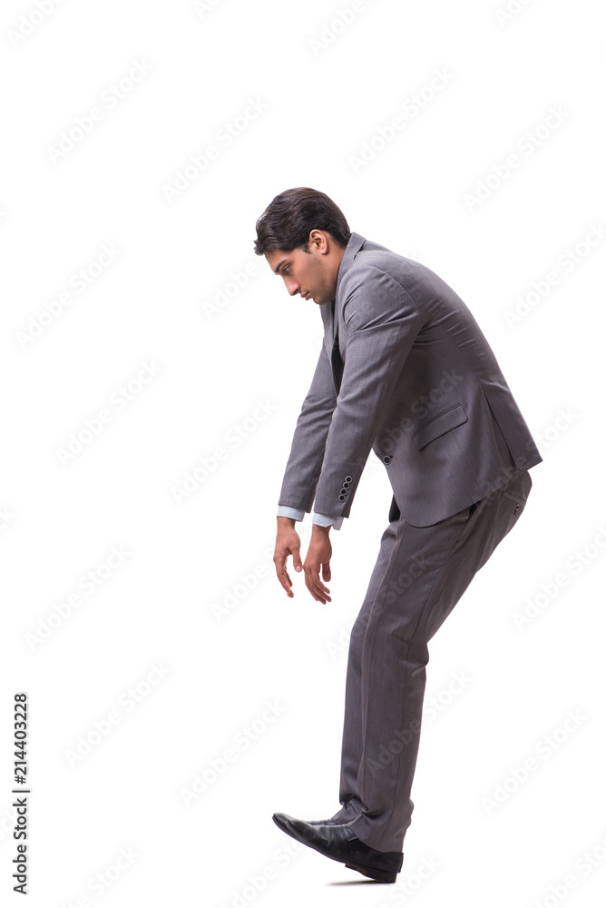 Young puppet businessman isolated on white background Young puppet businessman isolated on white background