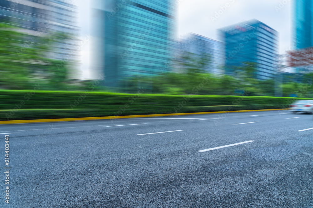 cityscape and skyline of shanghai from empty asphalt road. cityscape and skyline of shanghai from empty asphalt road.