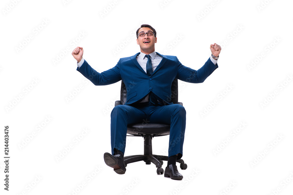 Businessman sitting on chair isolated on white Businessman sitting on chair isolated on white