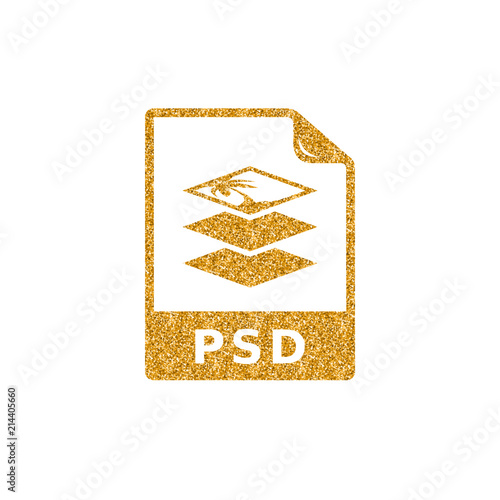 Pixel editor file format icon in gold glitter texture. Sparkle luxury style vector illustration.