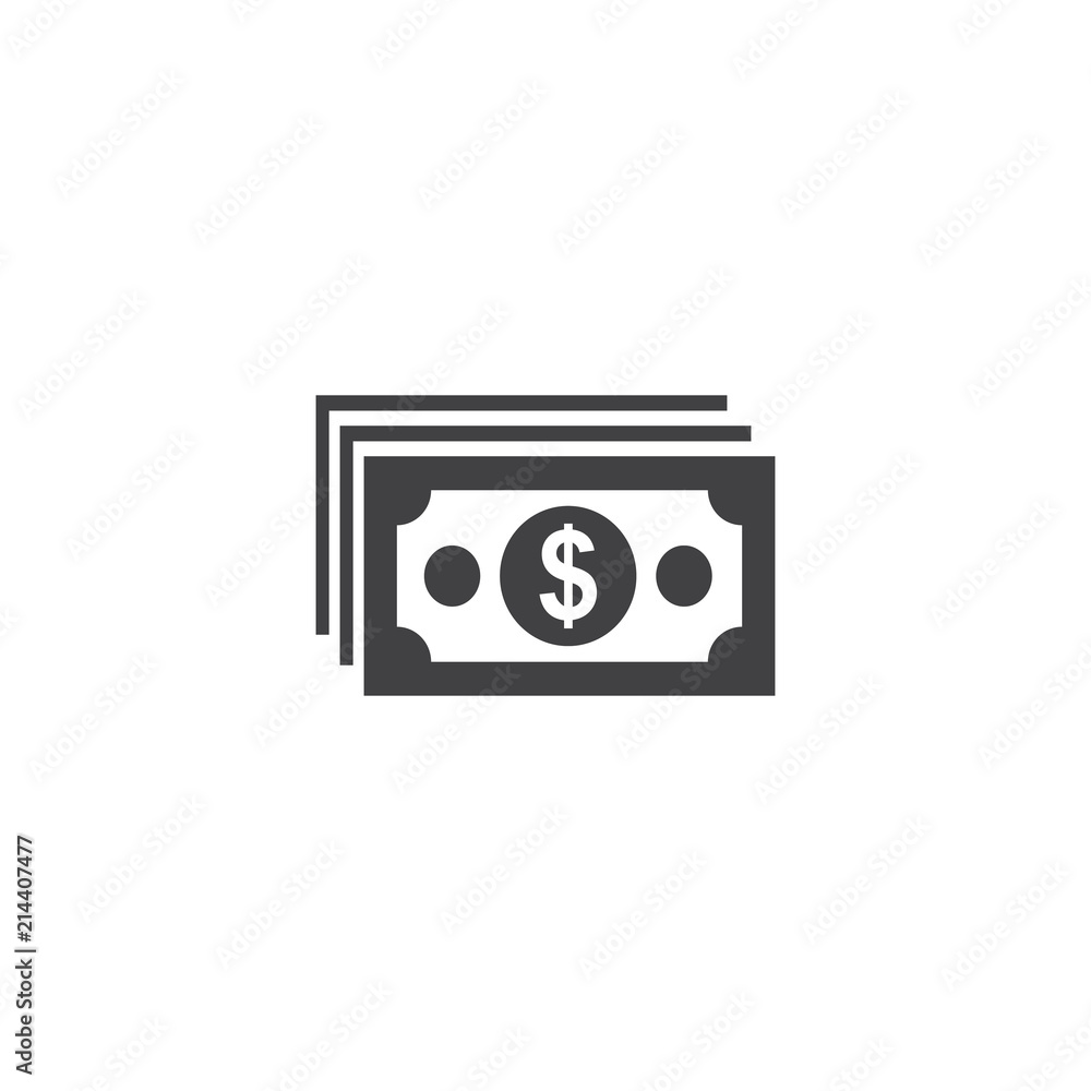 money vector icon, simple design of money silhouette isolated white background money vector icon, simple design of money silhouette isolated white background