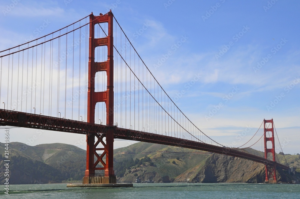 Famous Landmark - Golden Gate Bridge and landscape in San Francisco, California, United States
