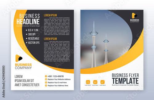 Modern business flyer template. Annual report background. 8.5 x 11 inches print media.