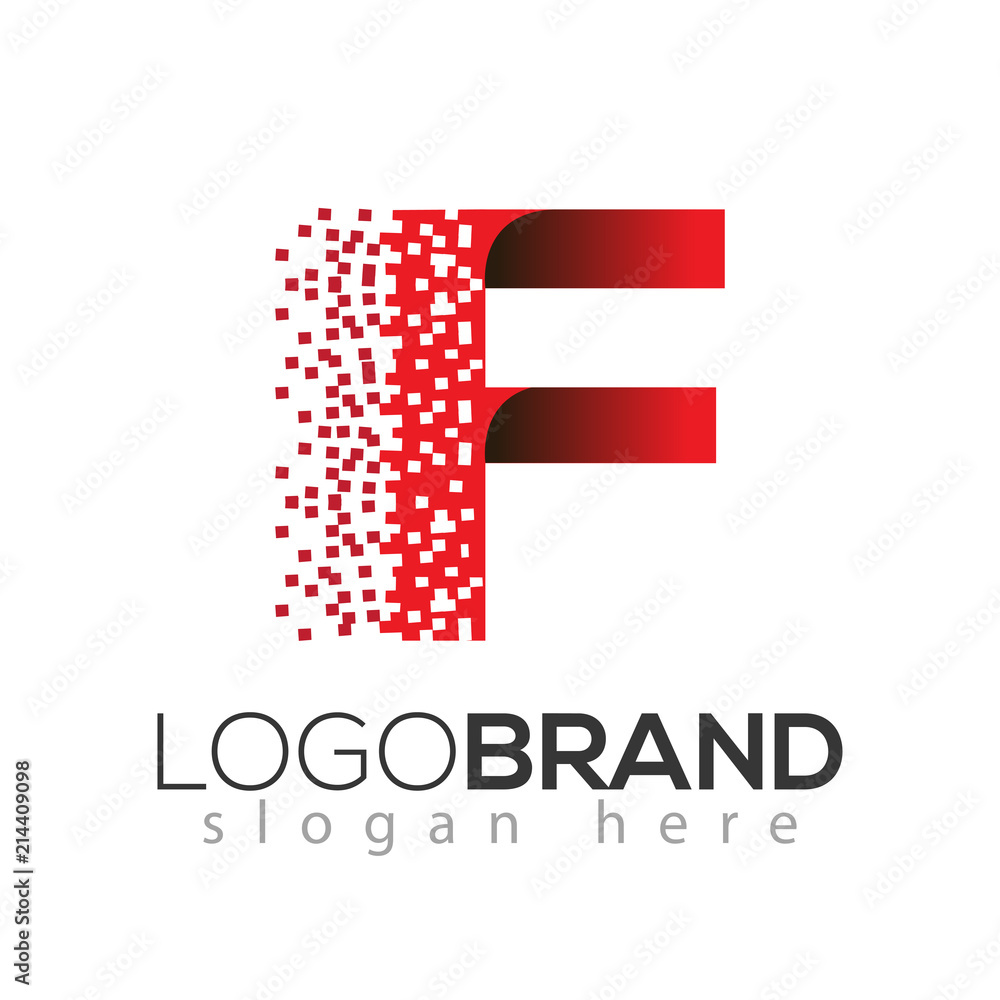 F letter data tech logo concept. letter with data vector template F letter data tech logo concept. letter with data vector template