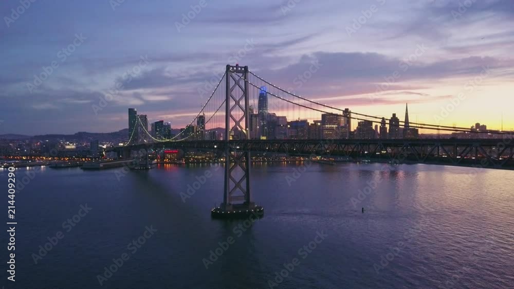 Aerial cityscape video of San Francisco skyline at sunset Aerial cityscape video of San Francisco skyline at sunset