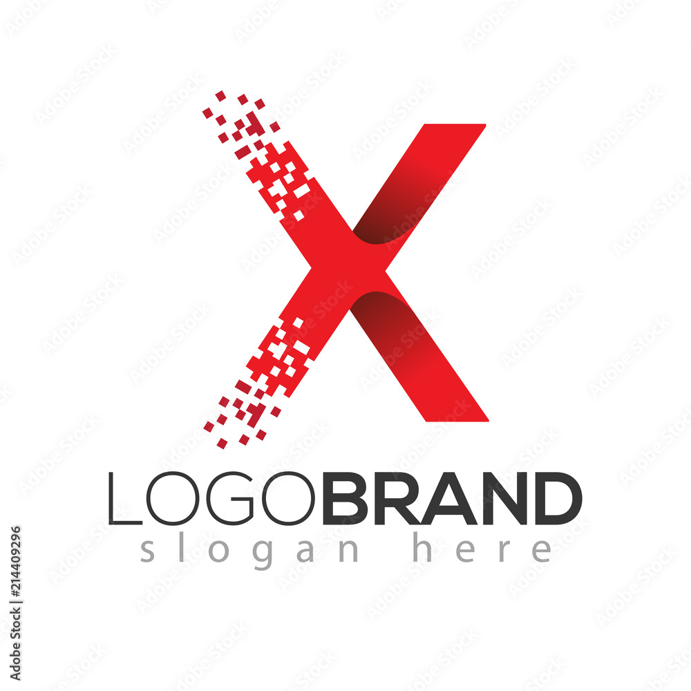 Obraz premium X letter data tech logo concept. letter with data vector template