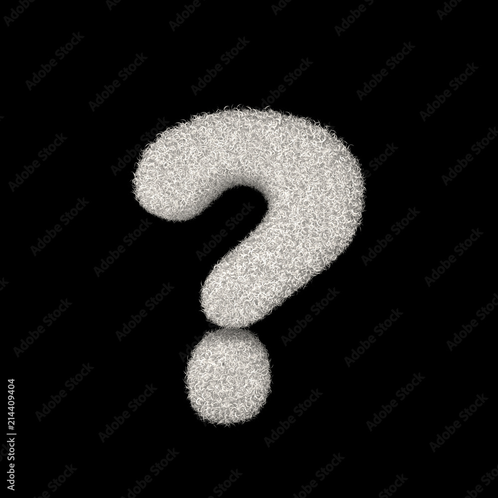 Naklejka premium 3D Rendering Creative Illustration White Furry Symbol Question Mark