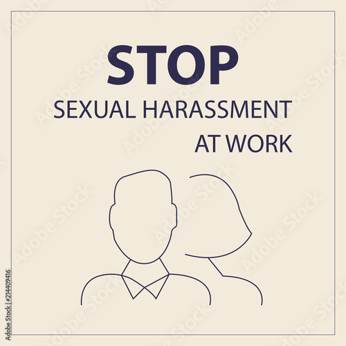 Stop sexual harassment at work. Vector Illustration.