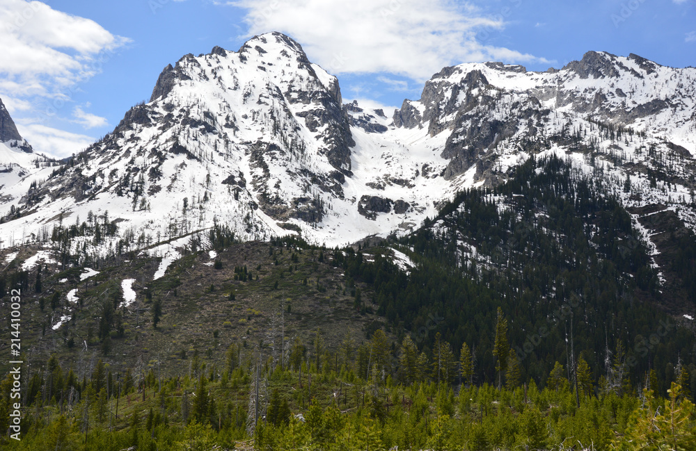 Snow covered scenic, Mt Moran in the Grand Teton national park, Wyoming USA Snow covered scenic, Mt Moran in the Grand Teton national park, Wyoming USA